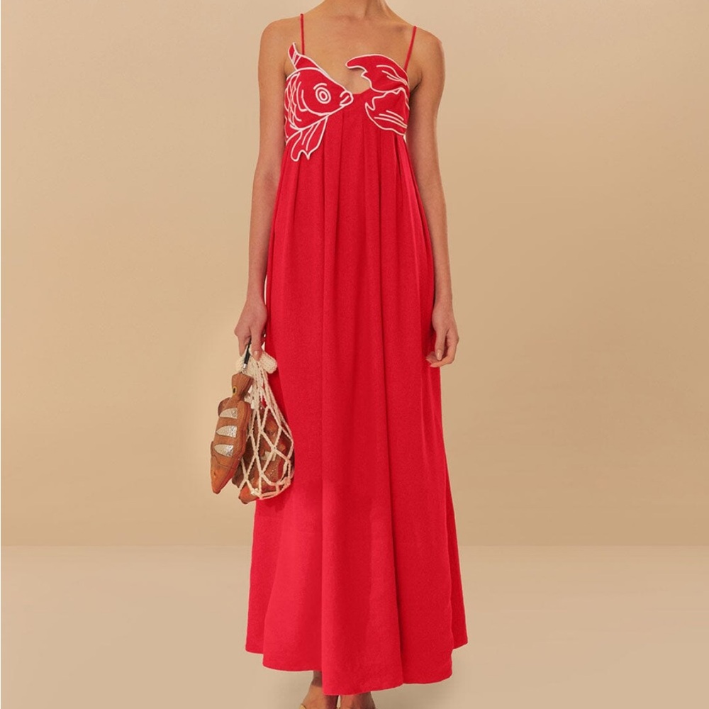 Farm Rio Red Fish Top Maxi Dress